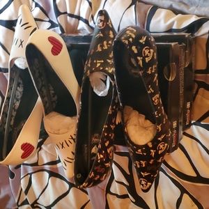 TUK Emily the Strange kitten heels spooky Halloween 2 pairs New in boxes size 8